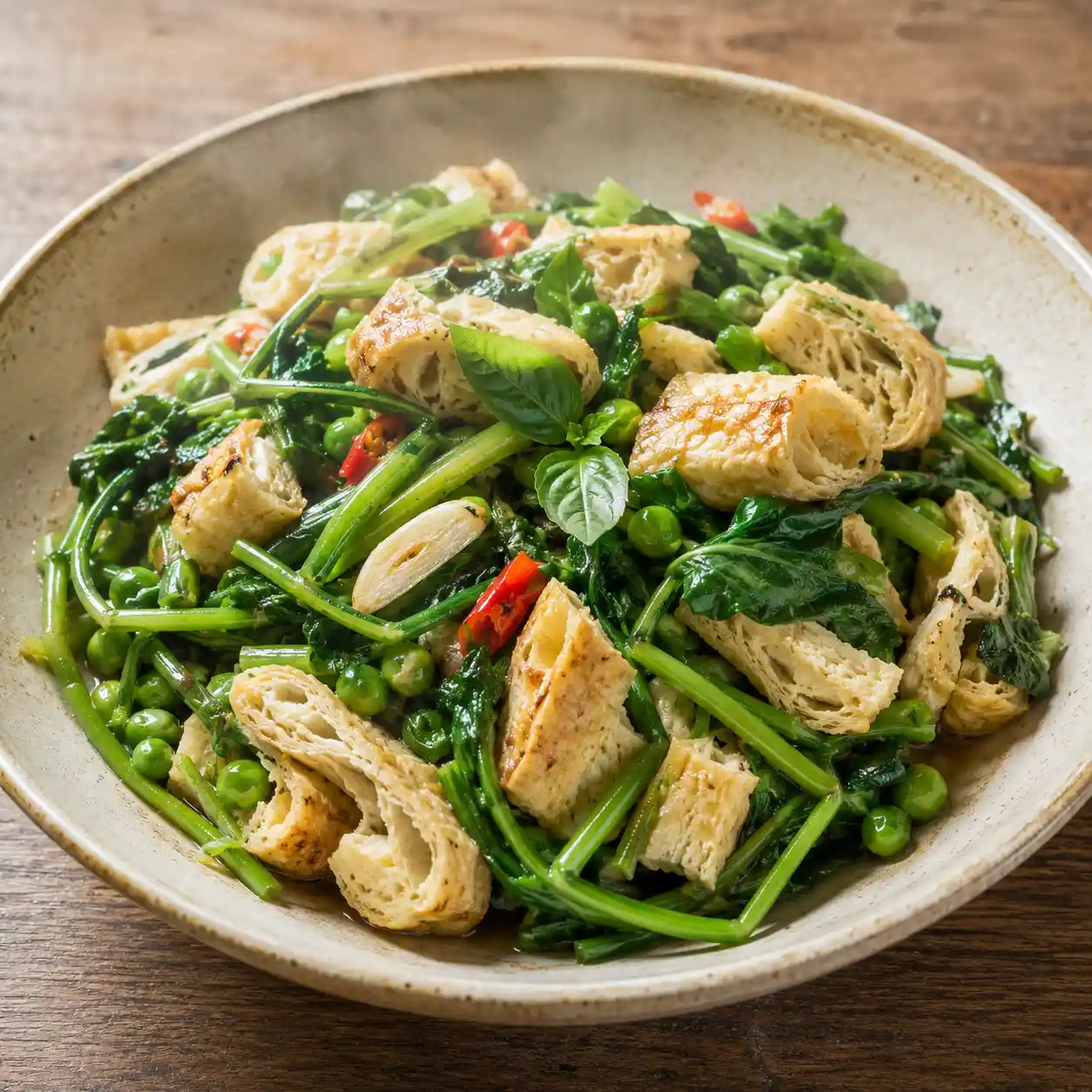 豆包空心菜雙鮮炒