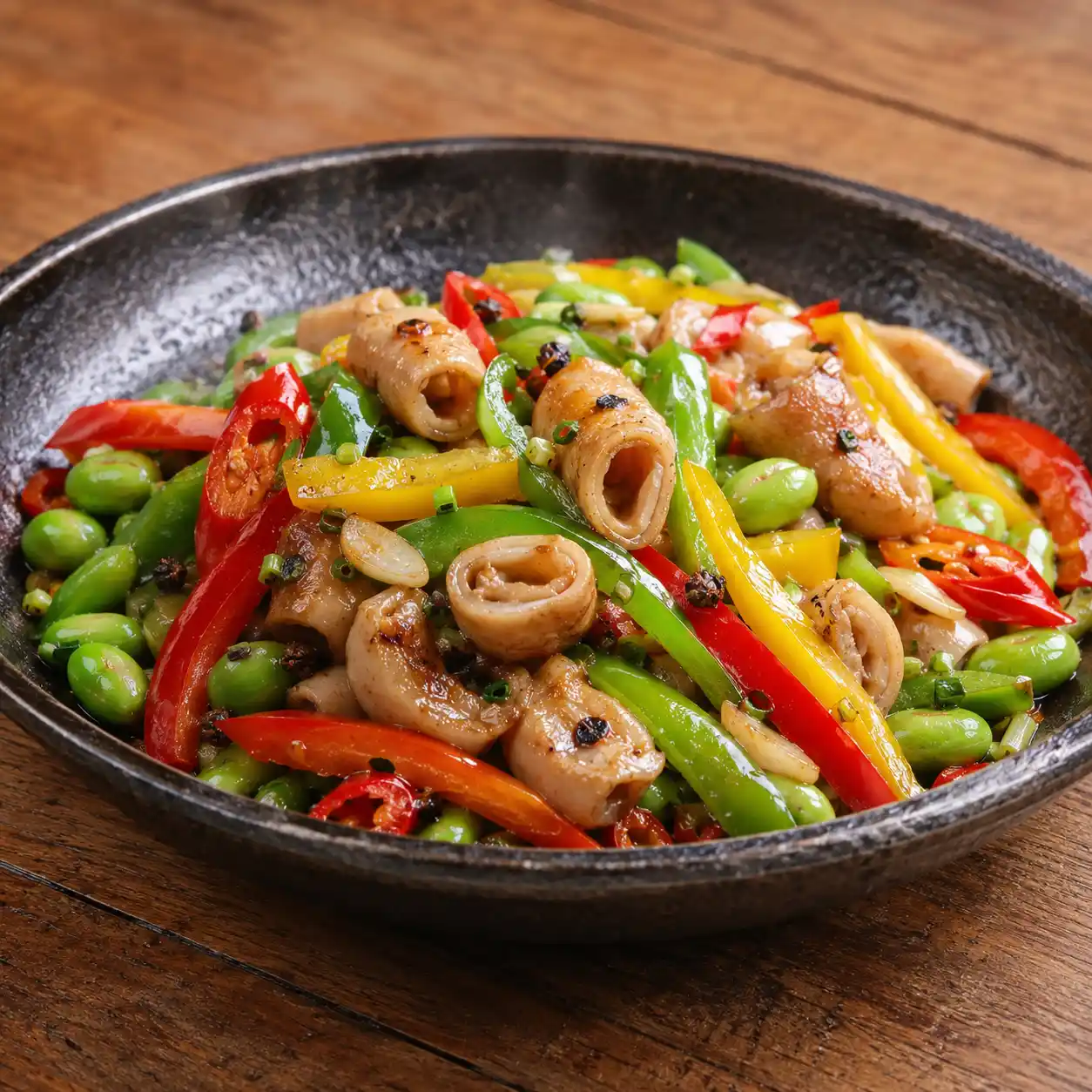 椒麻少量肥腸甜椒快炒