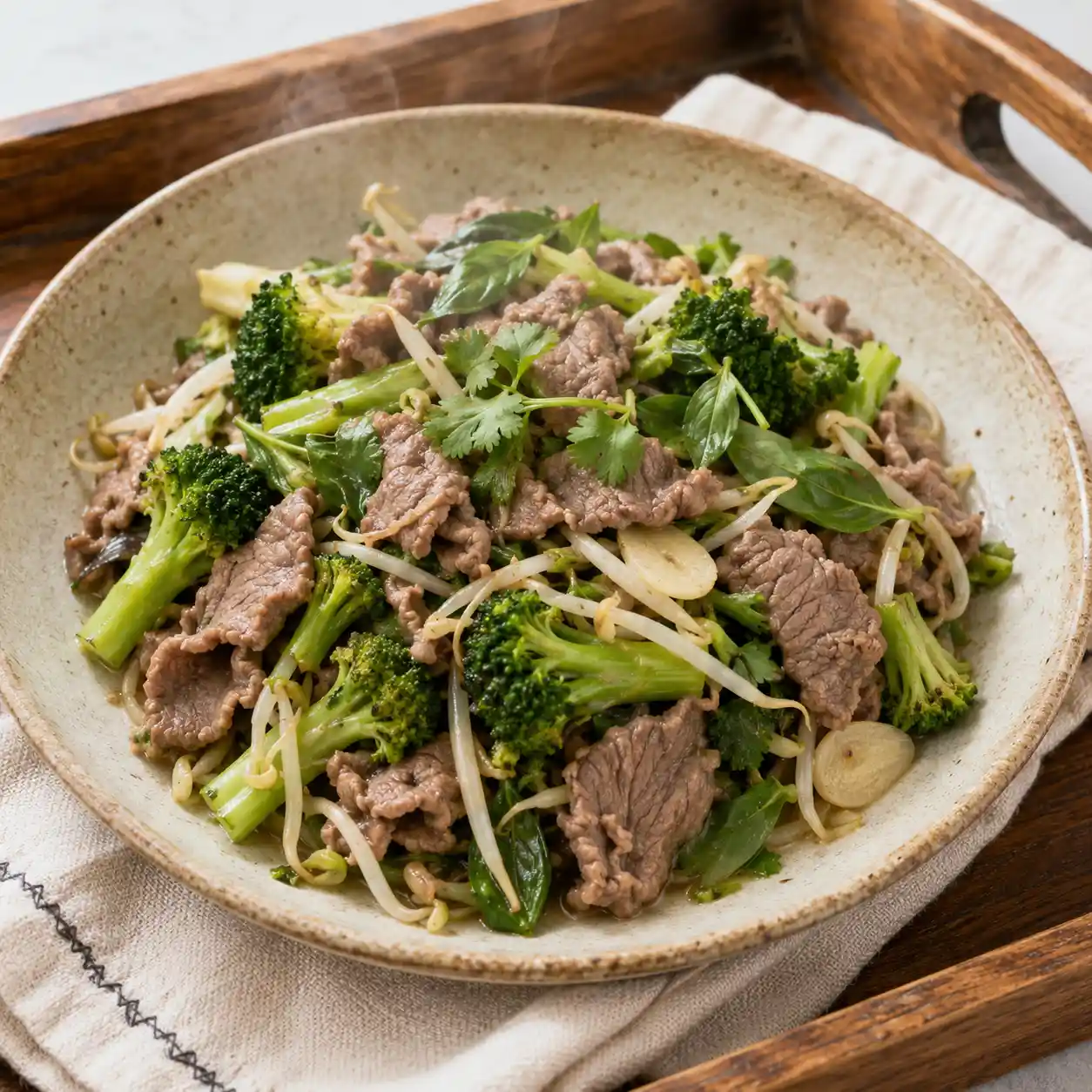 青花菜羊肉片小炒