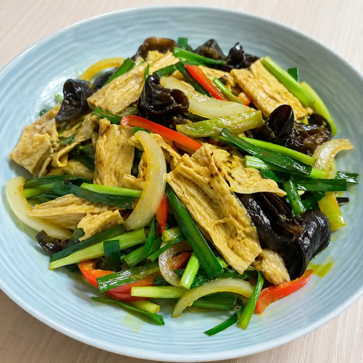 豆包韭菜雙鮮炒