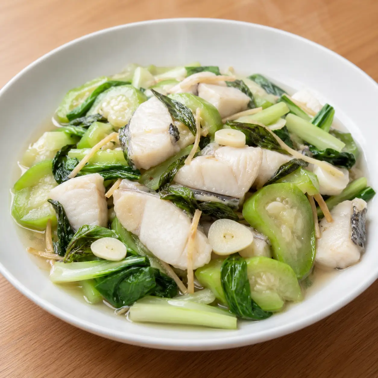 鱈魚絲瓜雙鮮炒