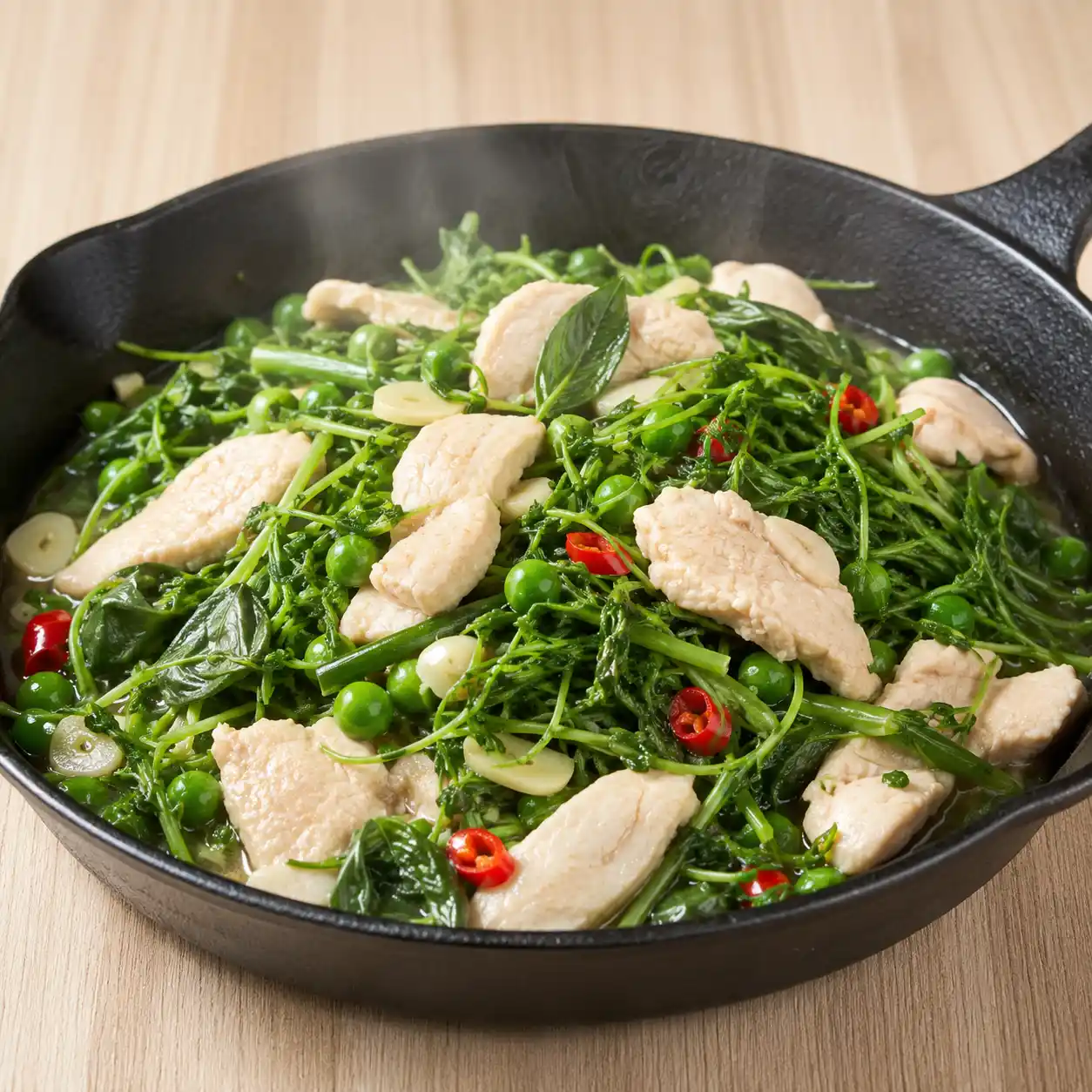 羅勒雞肉片龍鬚菜快炒