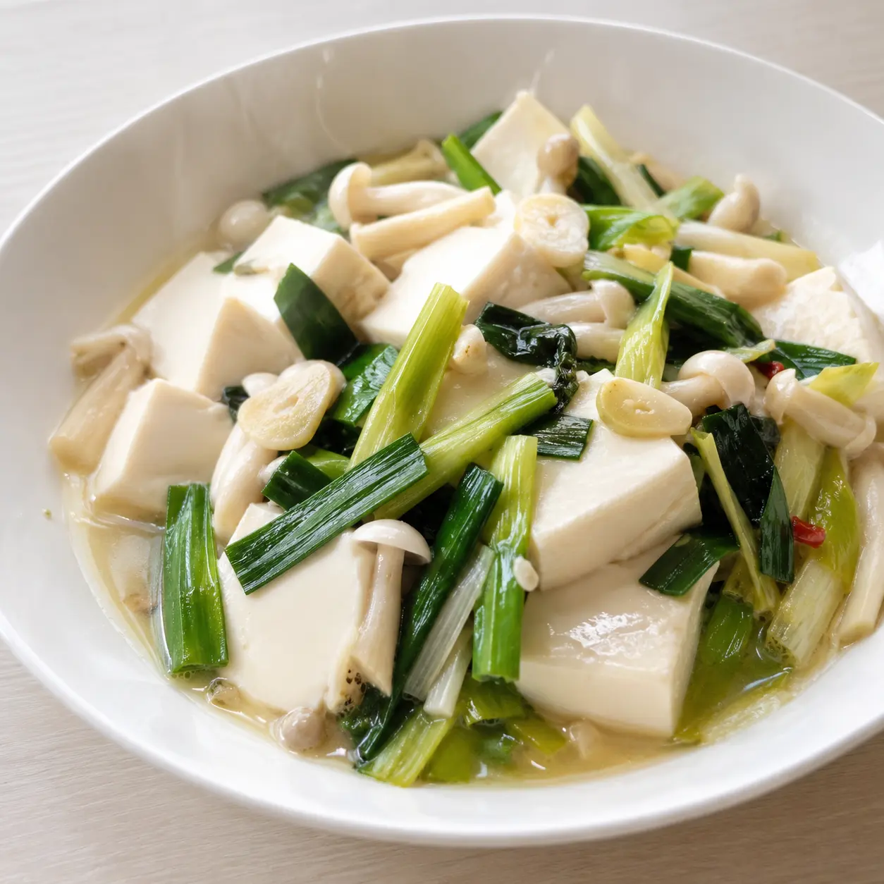 嫩豆腐韭黃雙鮮炒