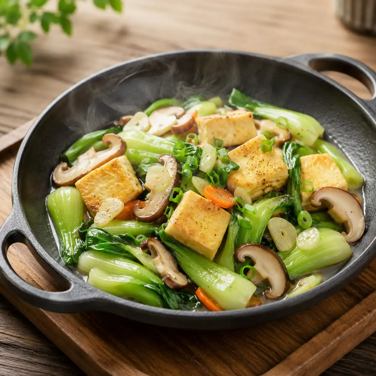 沙茶薄香蛋豆腐炒小白菜
