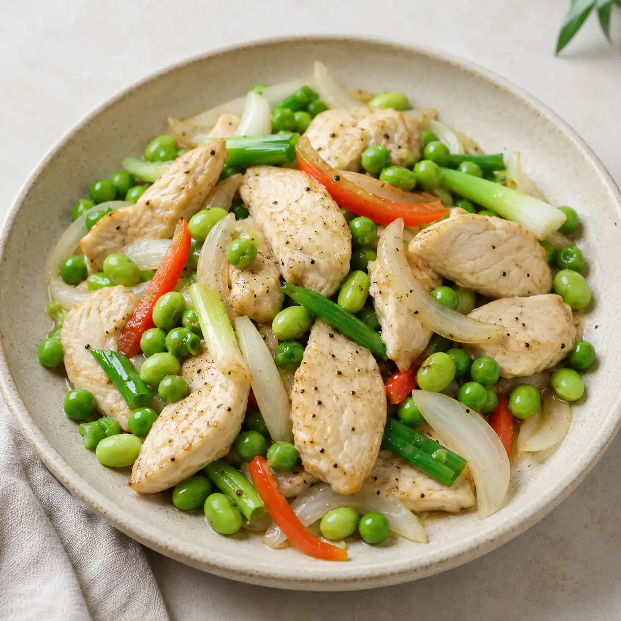 雞肉片豌豆雙鮮炒