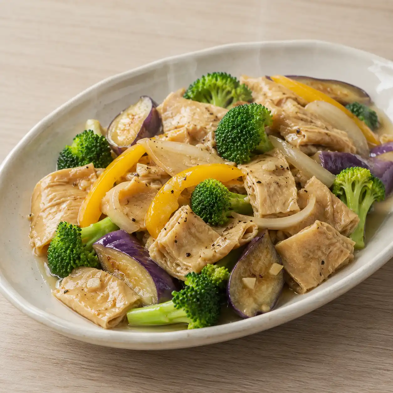 青花菜豆包小炒