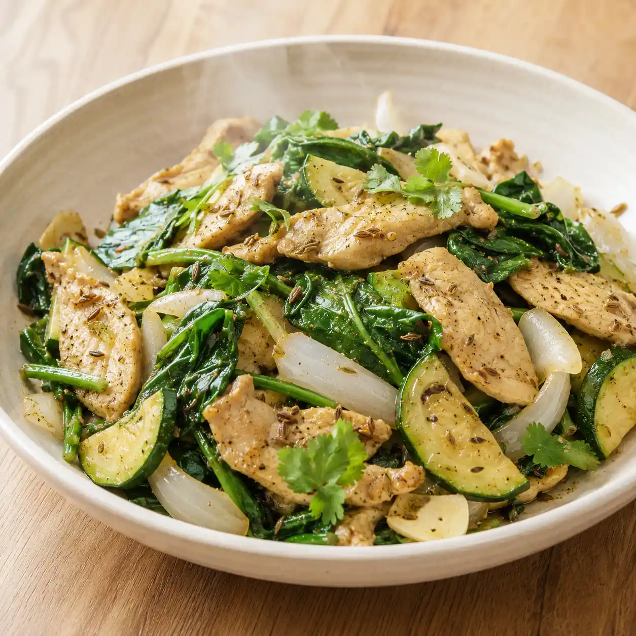 孜然雞肉片菠菜快炒