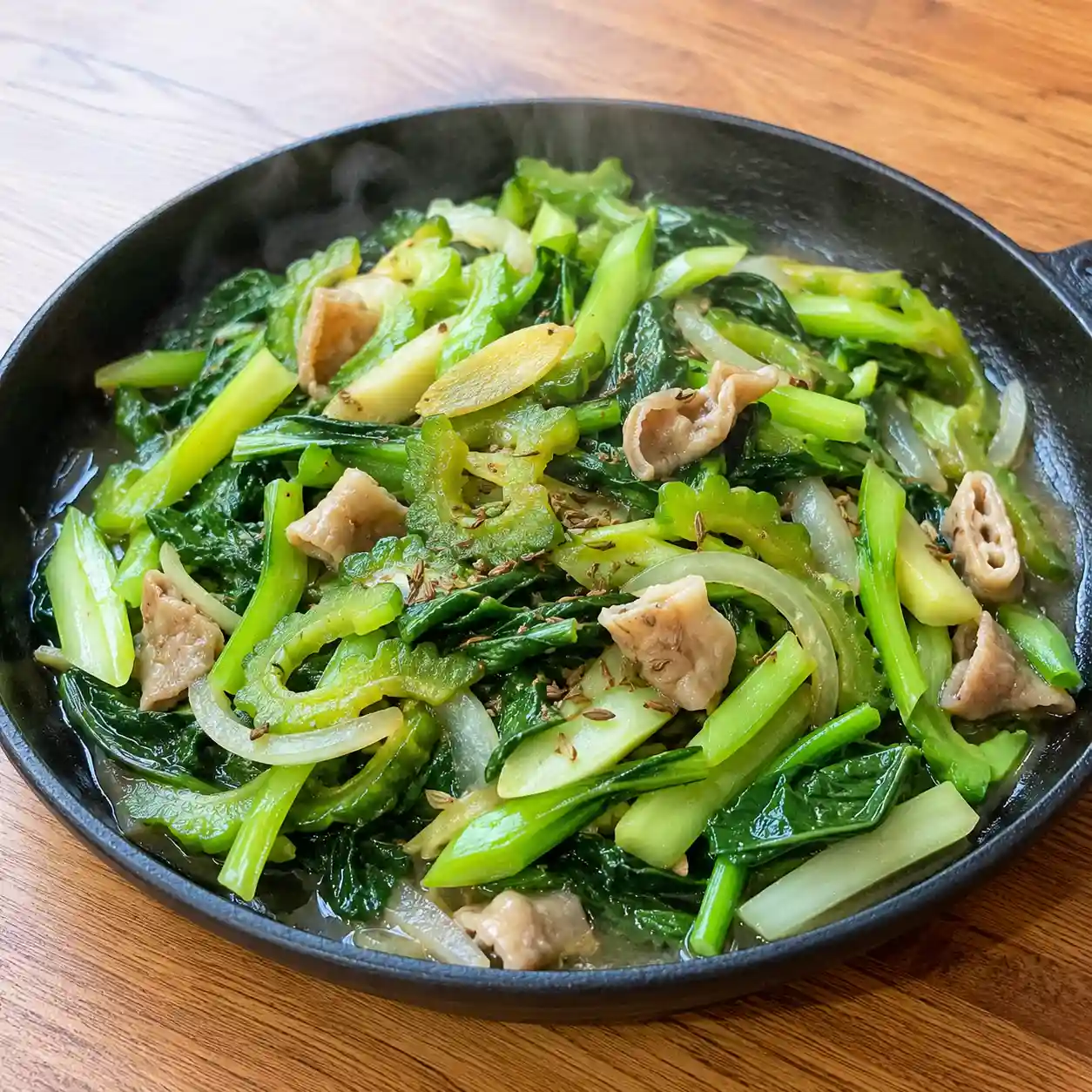 芥藍少量肥腸小炒