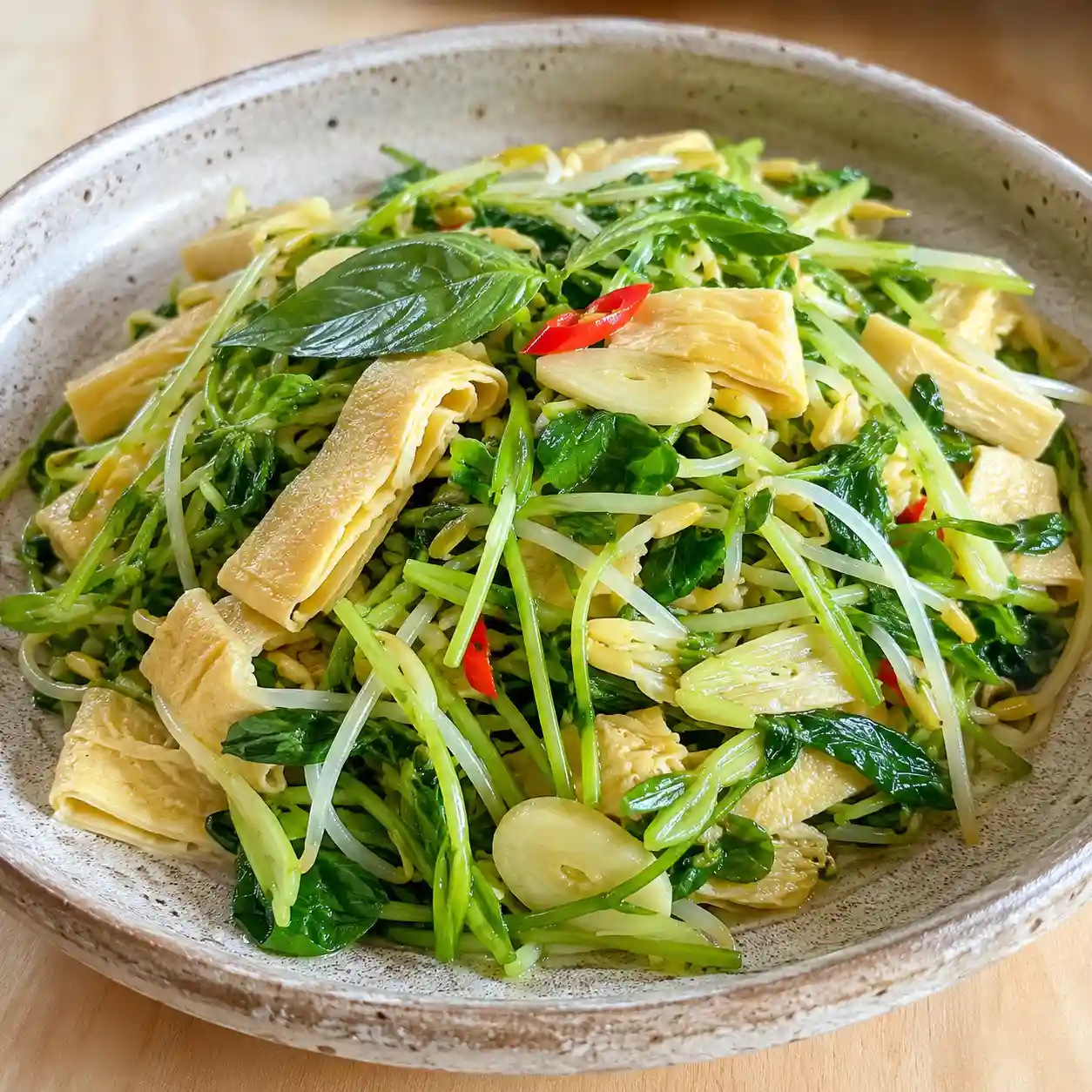 塔香豆皮炒豆苗