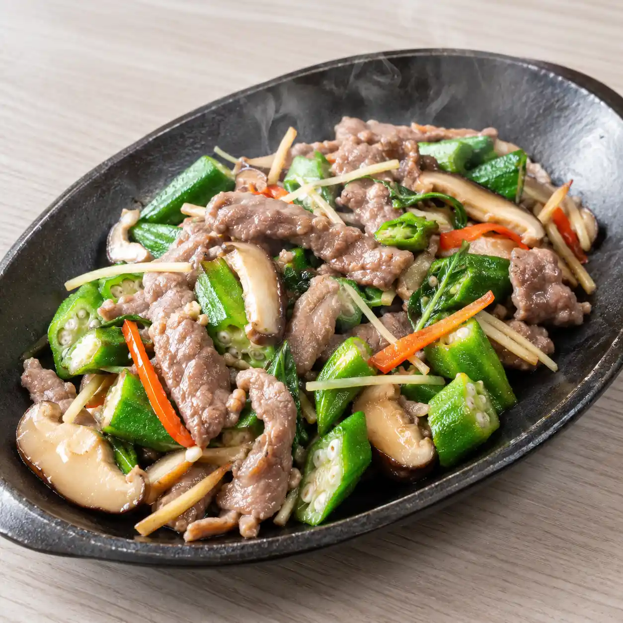 秋葵牛柳小炒