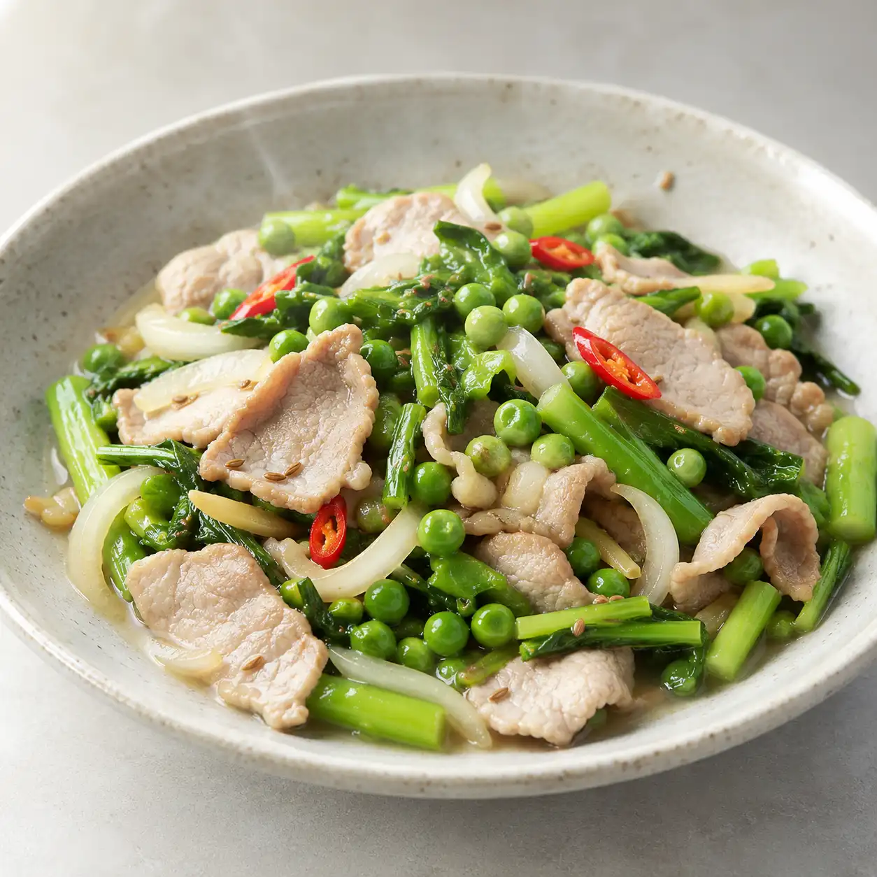 豬肉片豌豆雙鮮炒