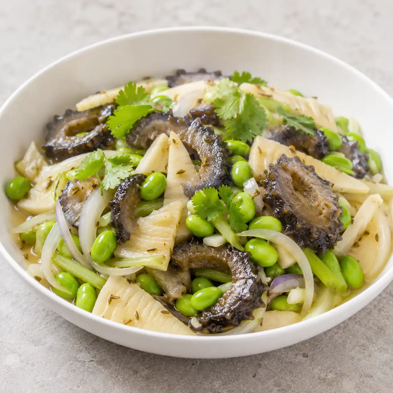 海參炒毛豆竹筍