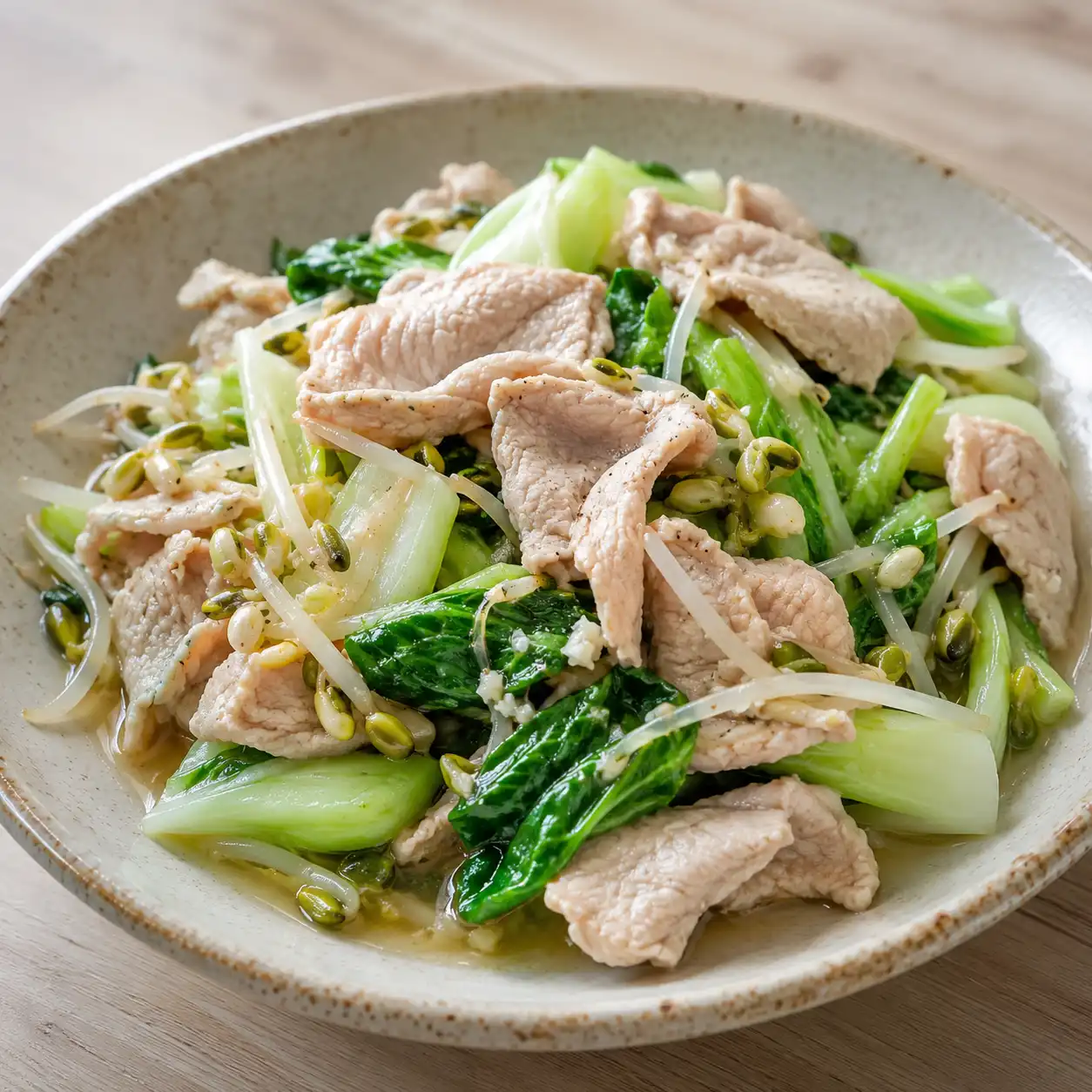 豬肉片小白菜雙鮮炒