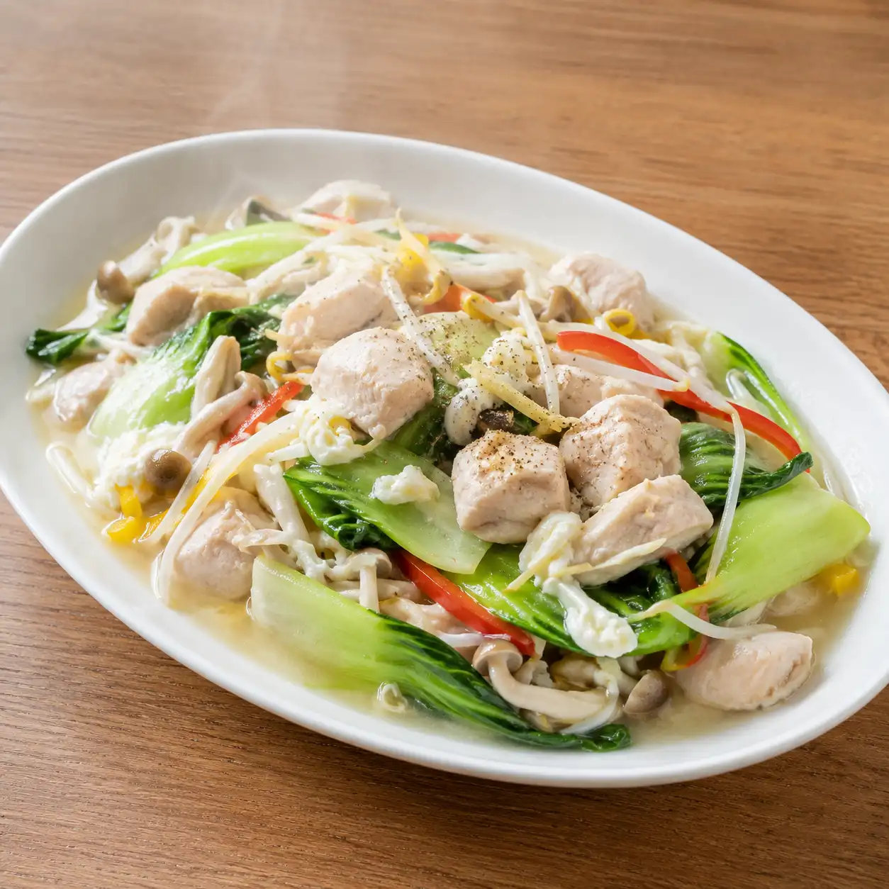 雞丁青江菜綠豆芽燴炒