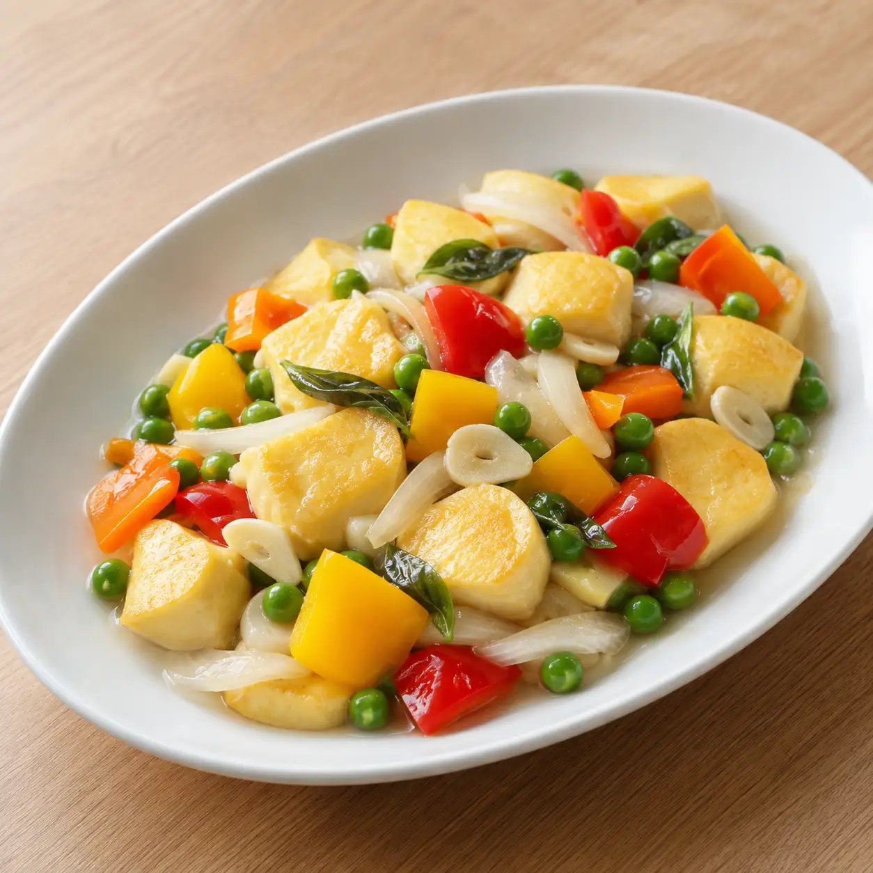 蛋豆腐豌豆彩椒燴炒
