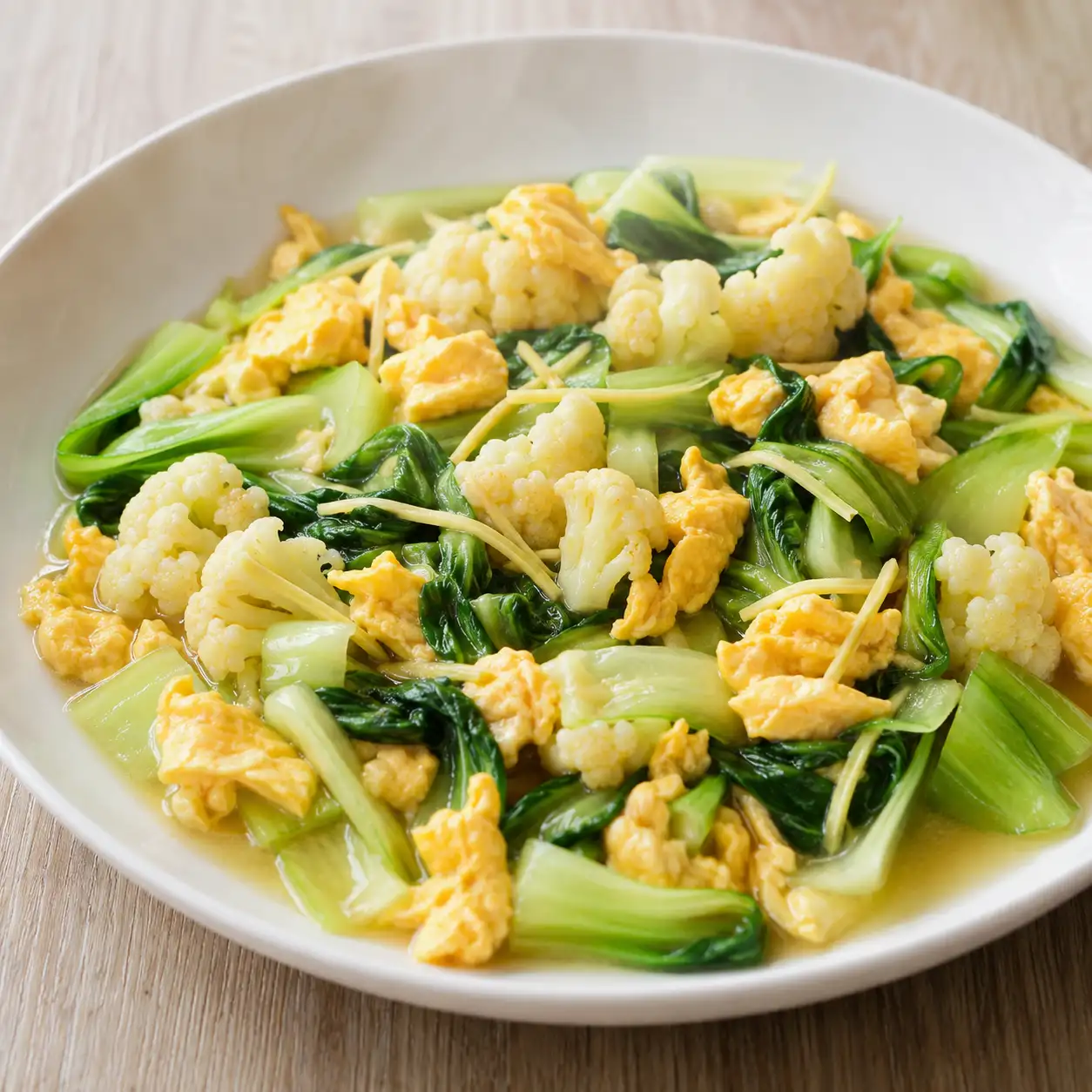味噌雞蛋燴青江菜