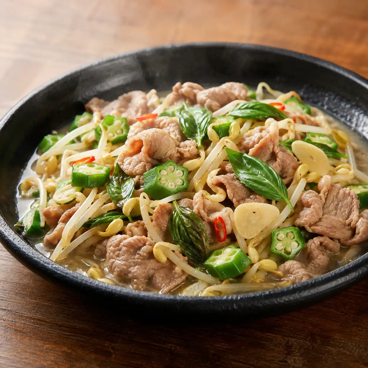 羅勒羊肉片燴黃豆芽