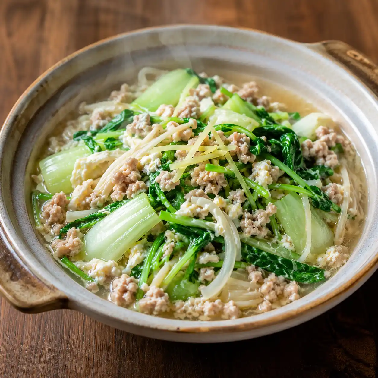 味噌瘦絞肉小白菜鮮燴