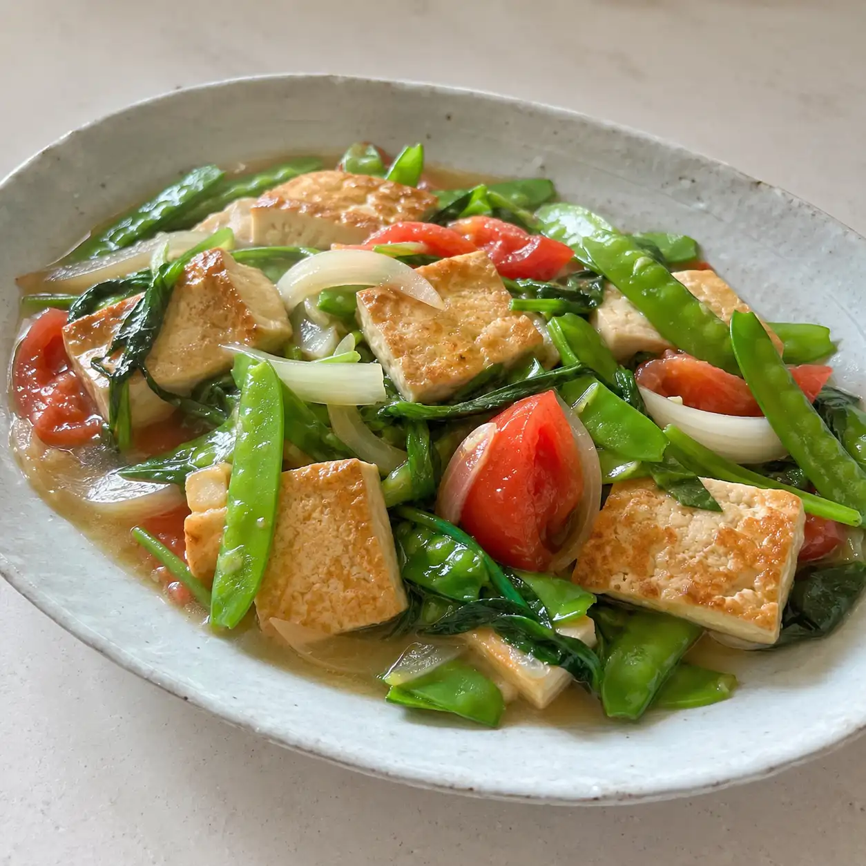 板豆腐荷蘭豆滑炒