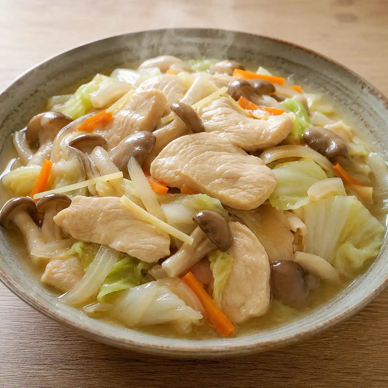 味噌雞肉片燴秀珍菇