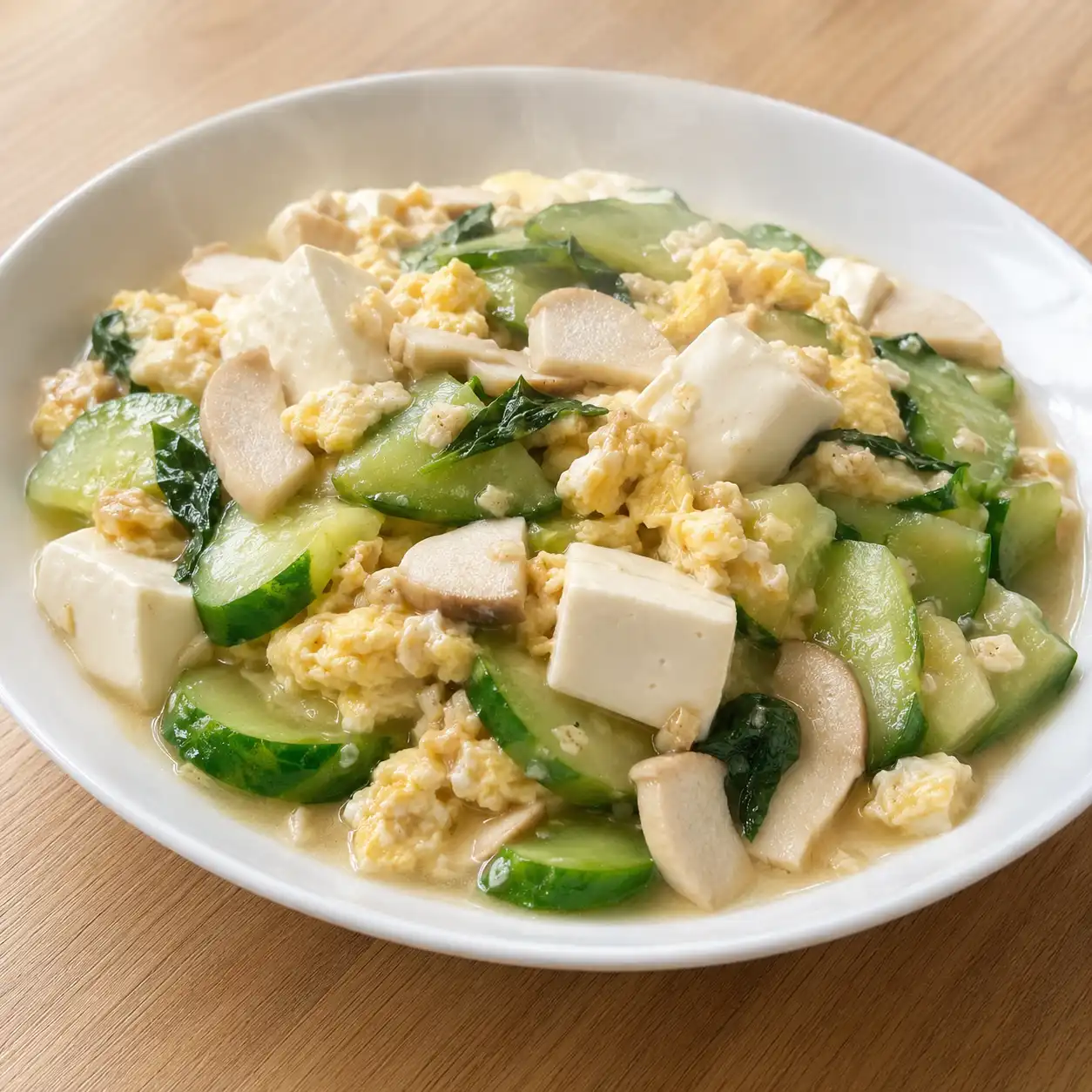大黃瓜嫩豆腐滑蛋