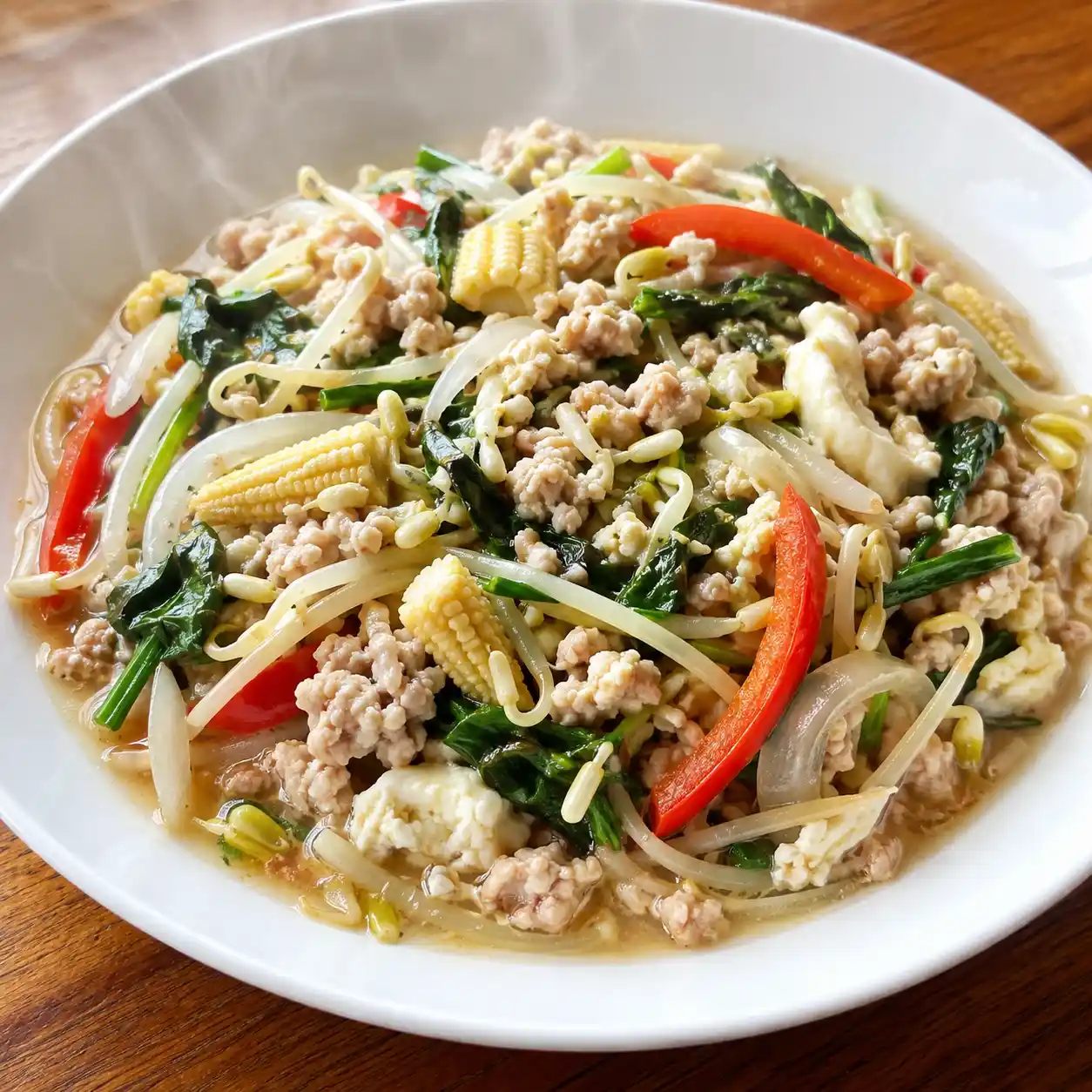 羅勒瘦絞肉黃豆芽鮮燴