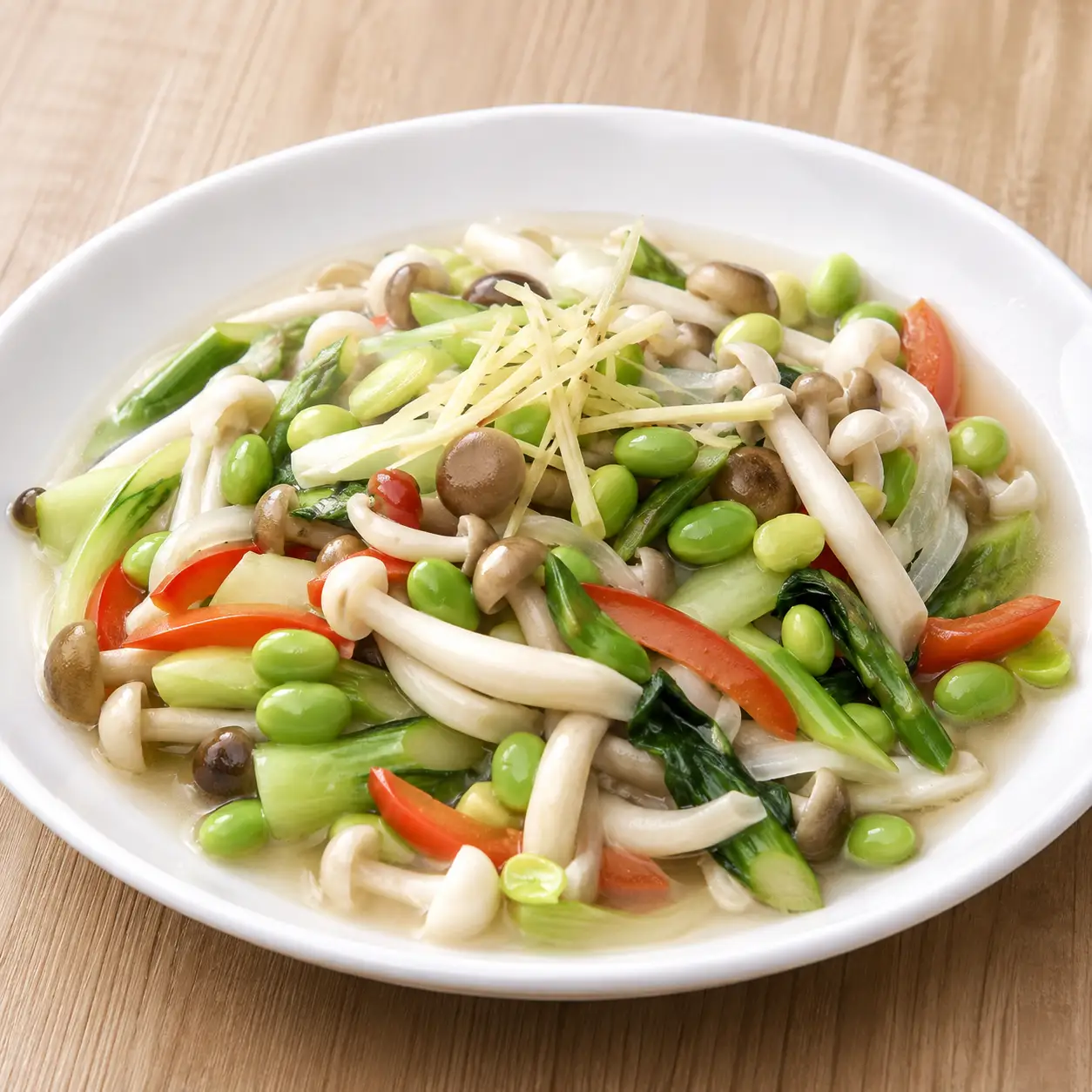 白精靈菇毛豆滑炒