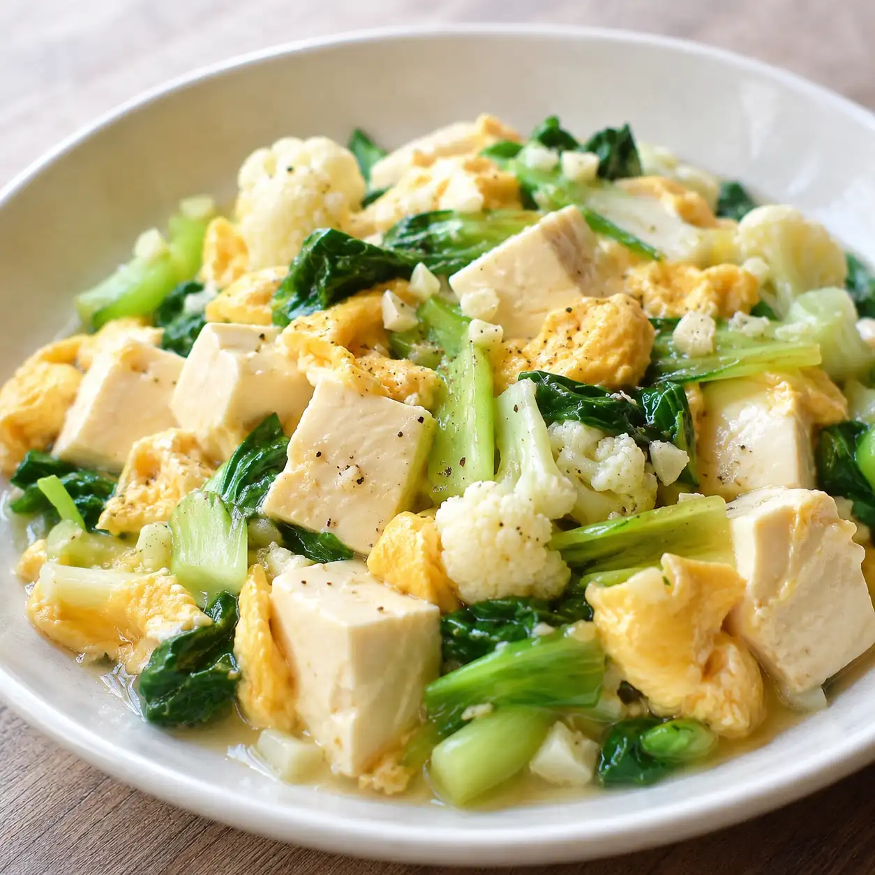 小白菜嫩豆腐滑蛋