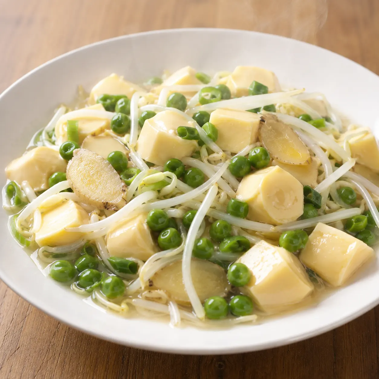 蛋豆腐豌豆滑炒