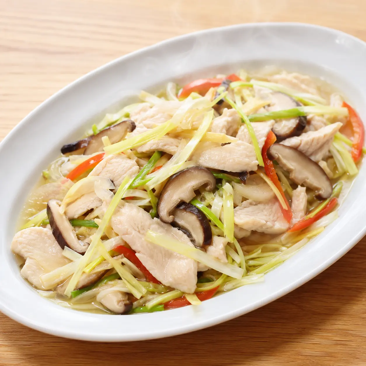 雞肉片香菇韭黃燴炒