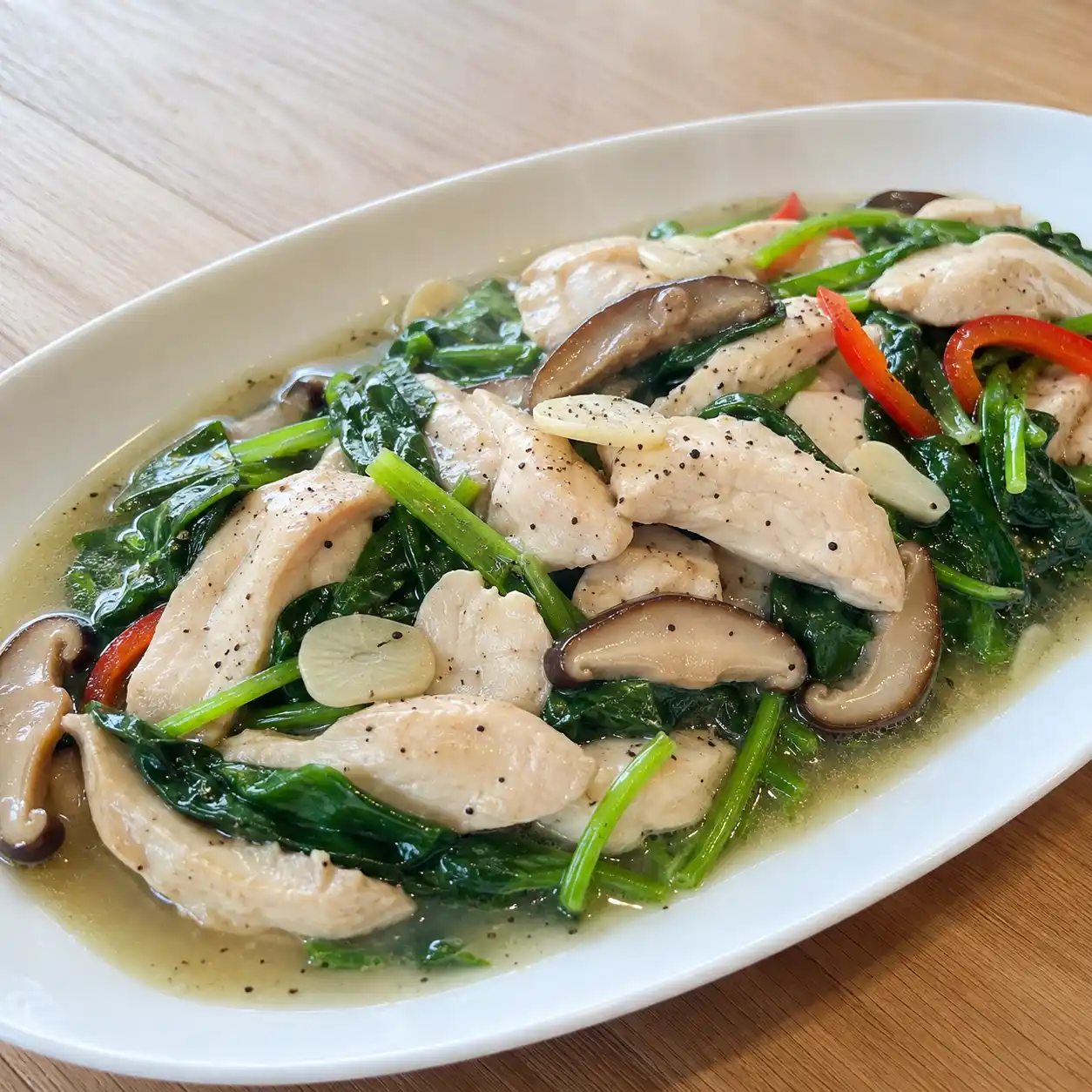 雞肉片菠菜薄燴