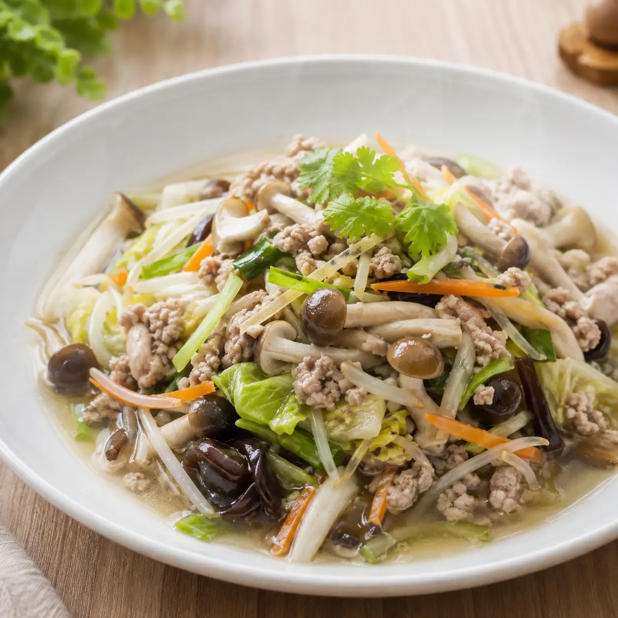 昆布瘦絞肉燴鴻喜菇