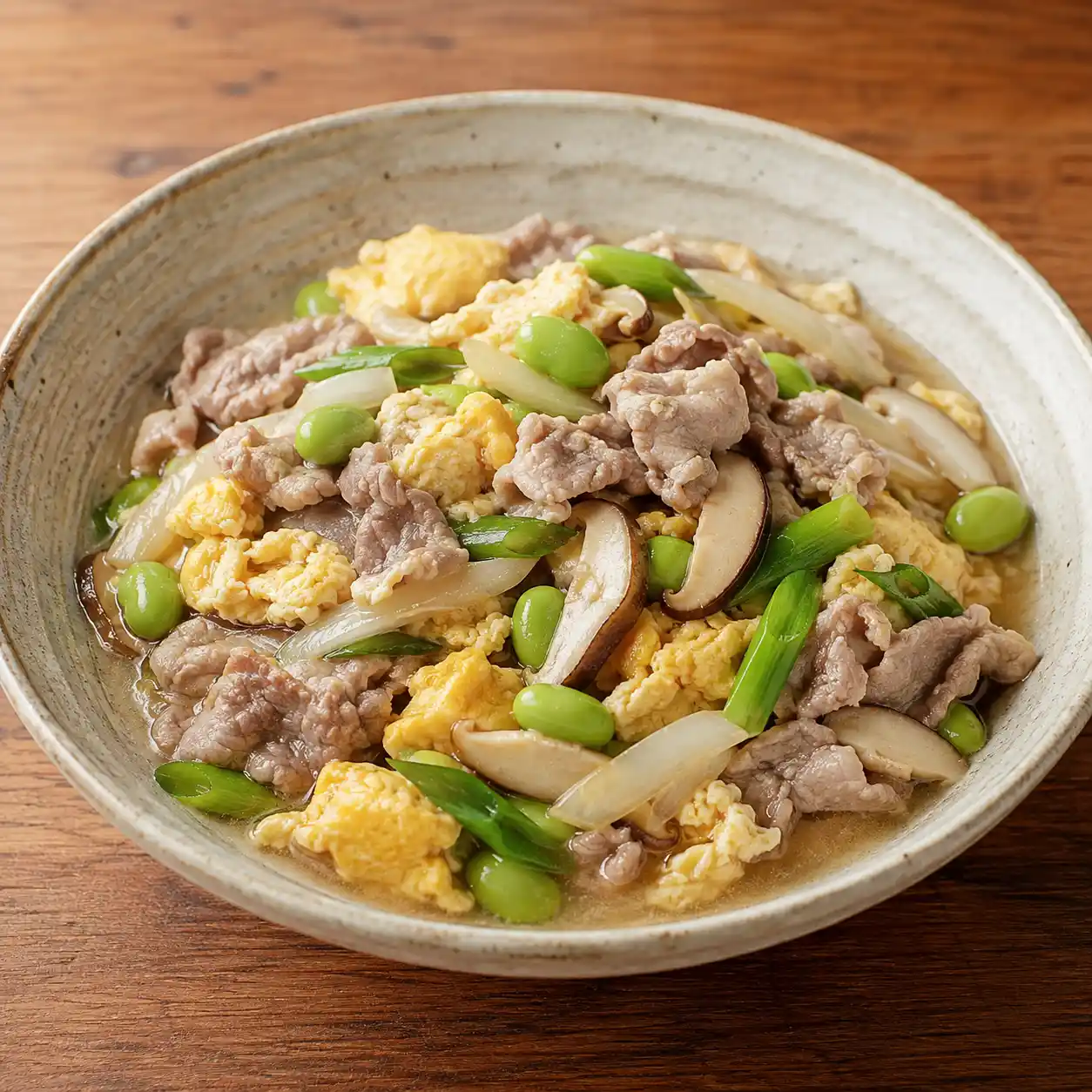 毛豆羊肉片滑蛋
