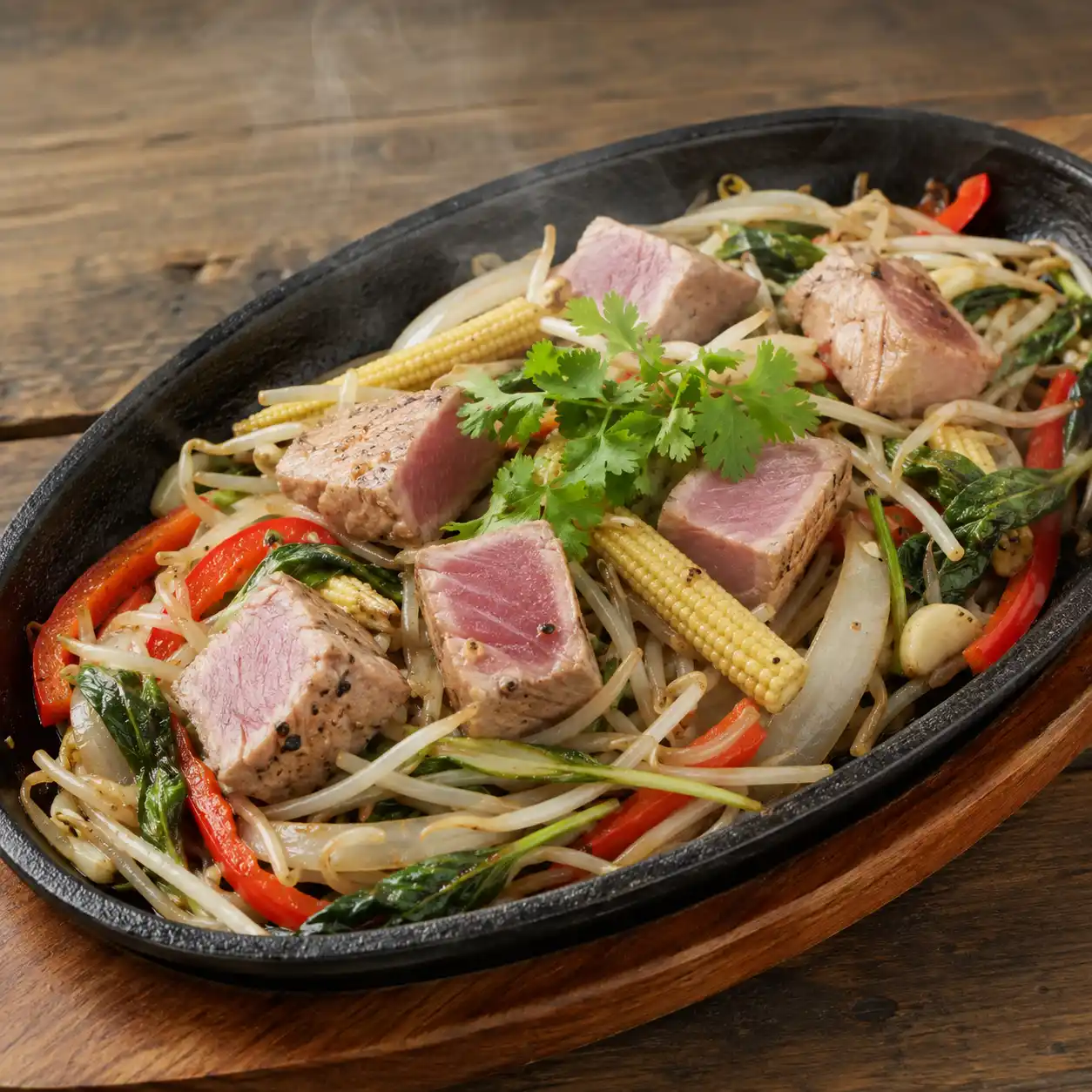 鮪魚綠豆芽鐵板