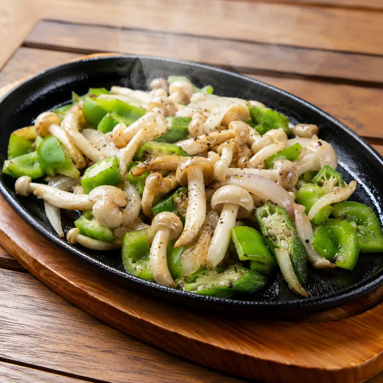 黑胡椒鐵板白精靈菇青椒