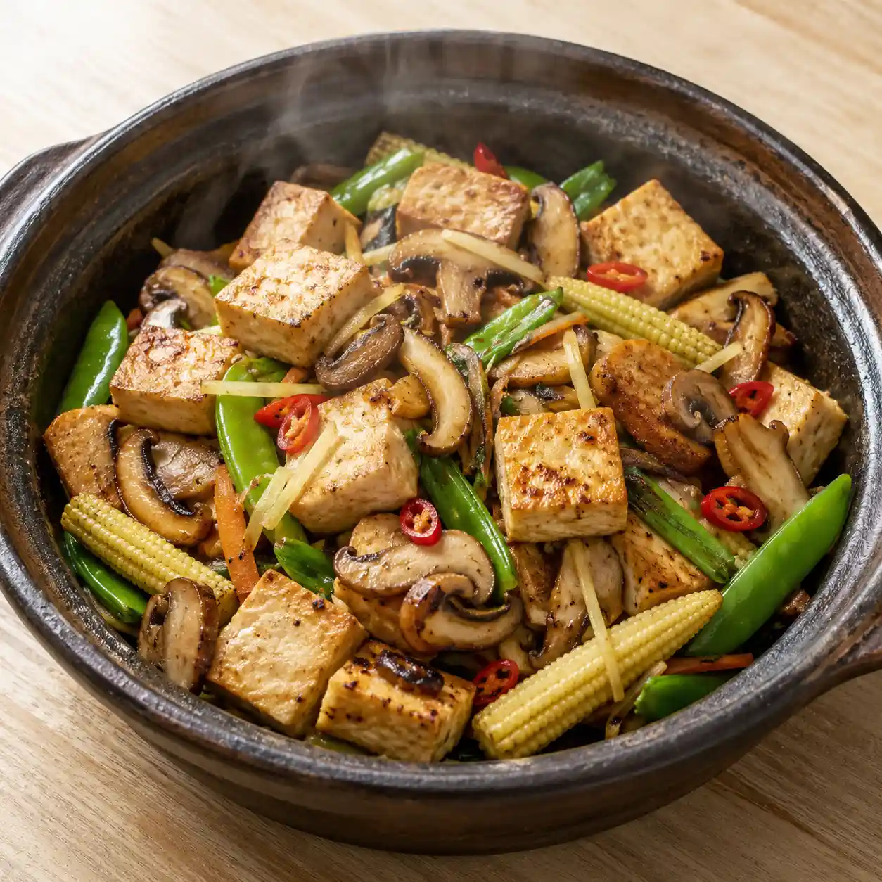 乾煸蘑菇板豆腐