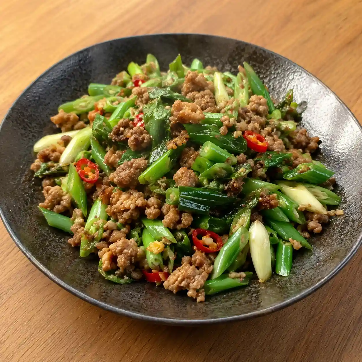 乾煸蒜苗瘦絞肉