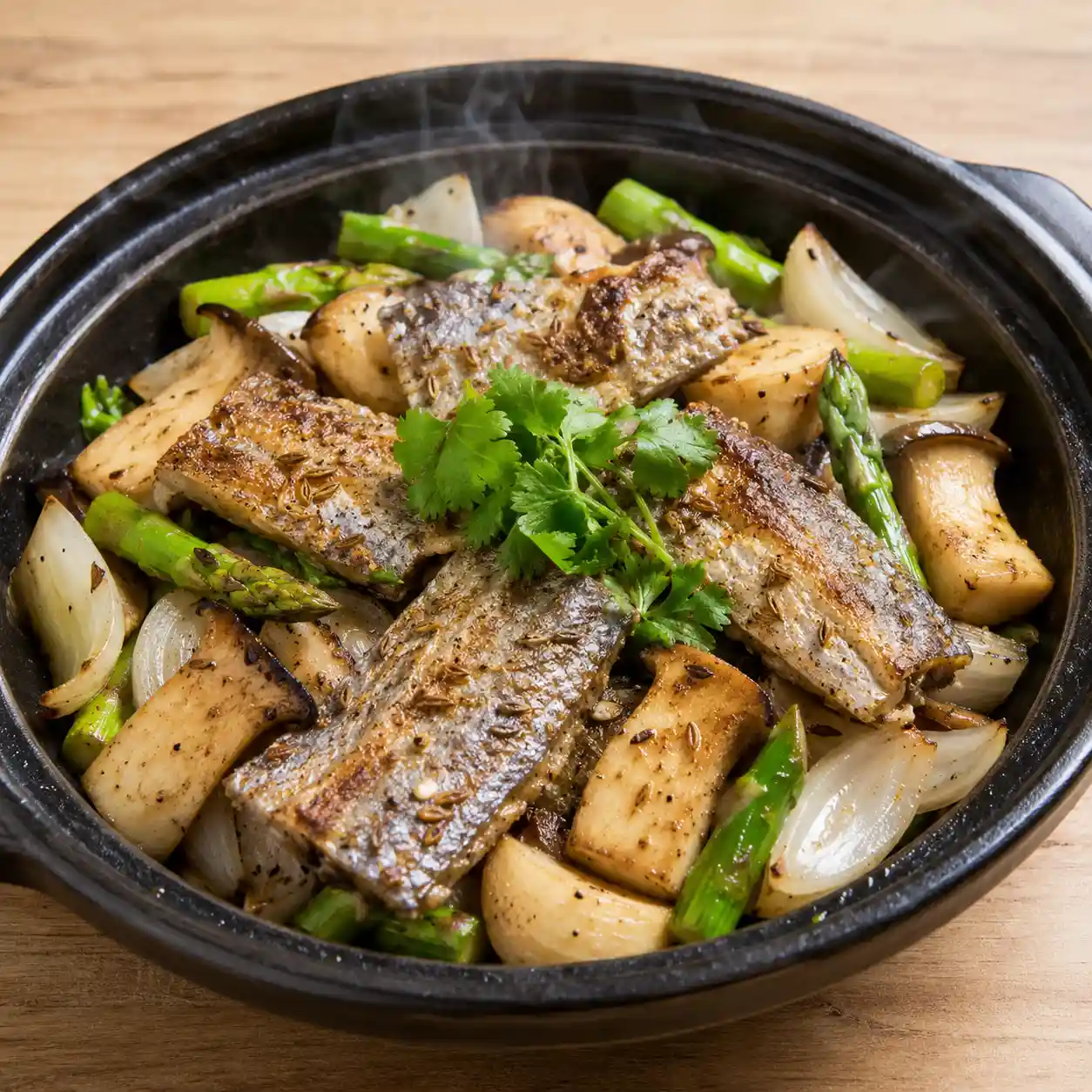 孜然白帶魚乾鍋杏鮑菇