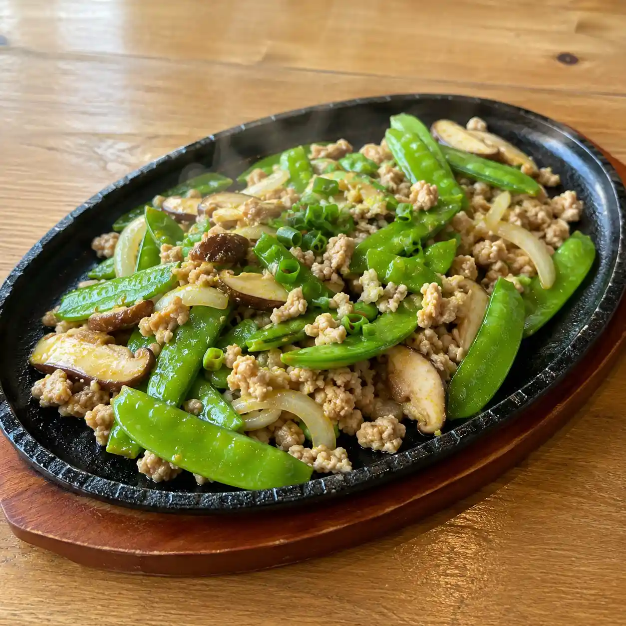 瘦絞肉荷蘭豆鐵板