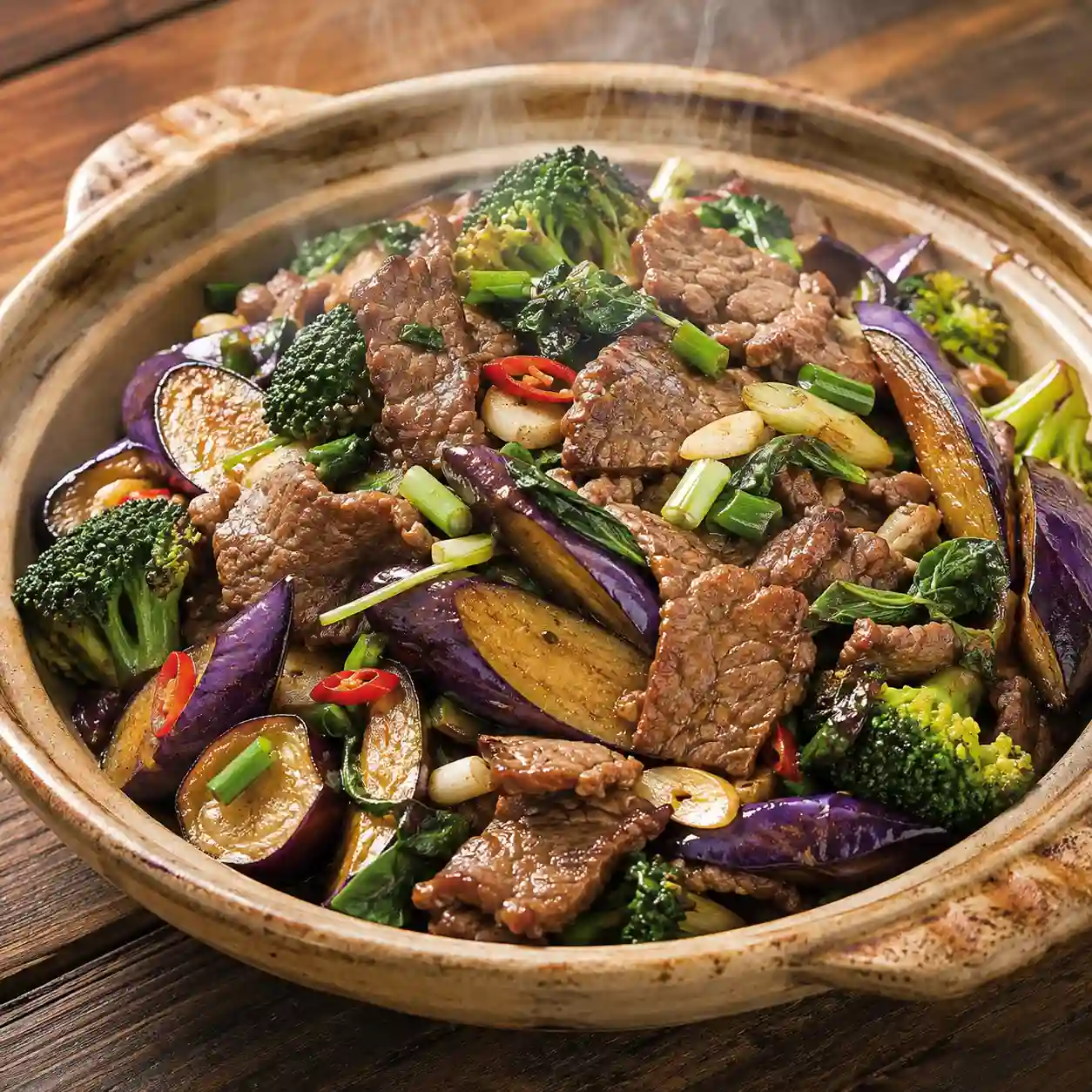 羅勒牛肉片乾鍋茄子