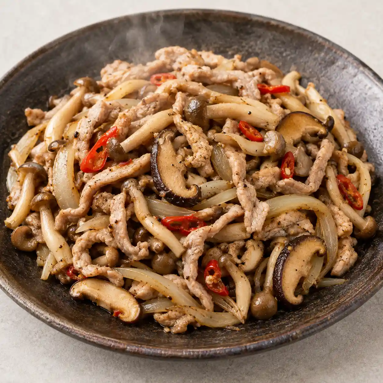乾煸鴻喜菇瘦肉絲