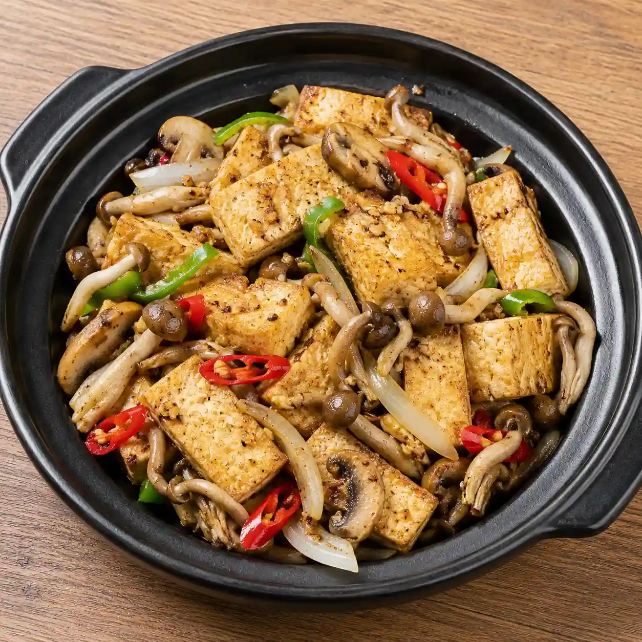 孜然乾鍋板豆腐蘑菇
