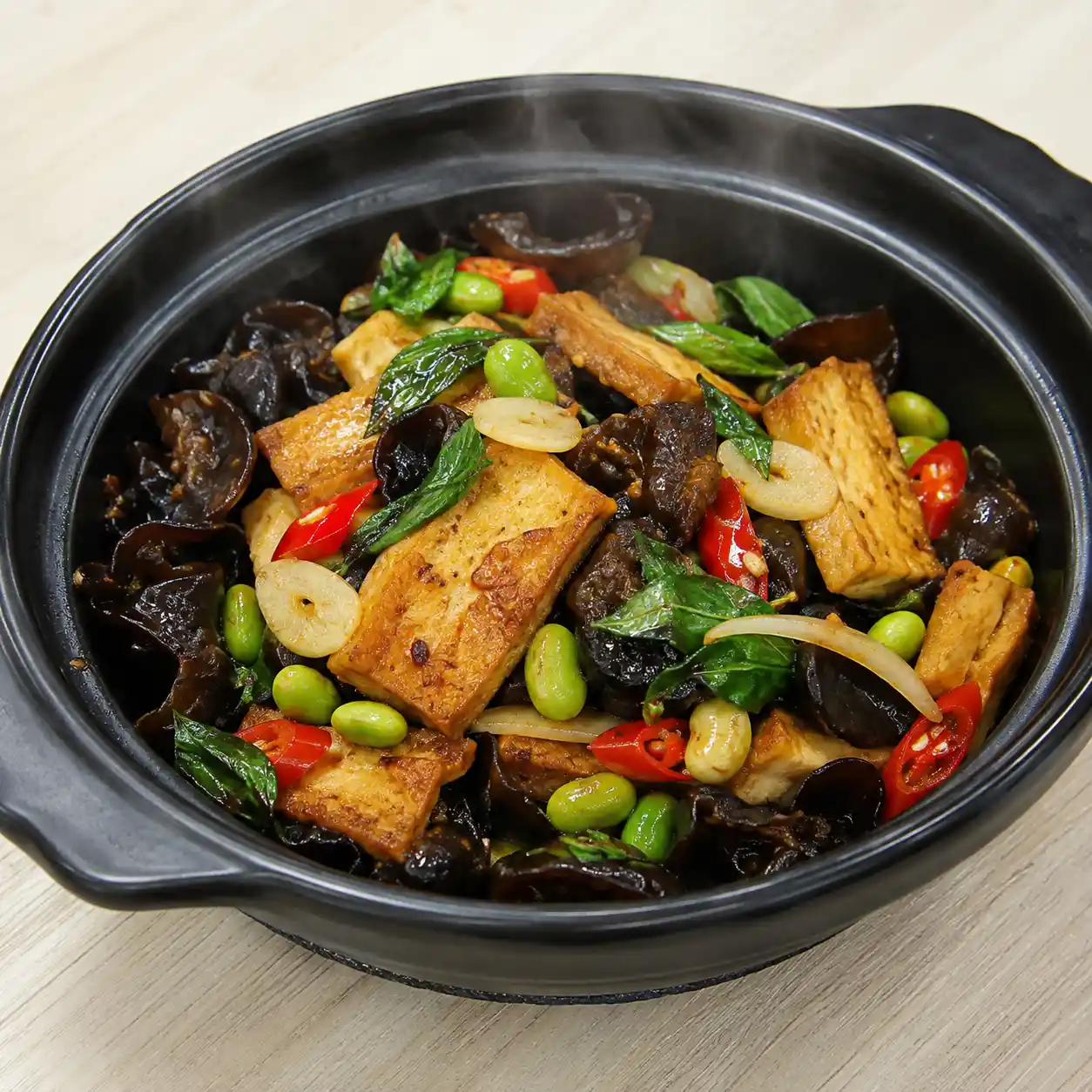羅勒板豆腐乾鍋黑木耳
