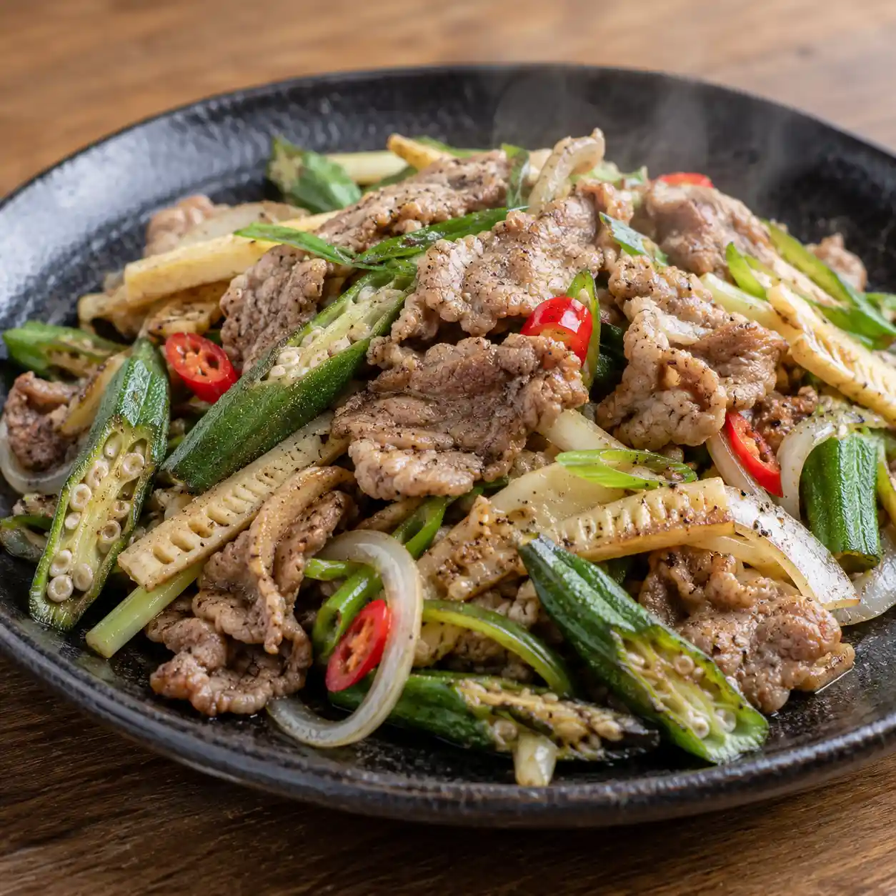 乾煸秋葵羊肉片