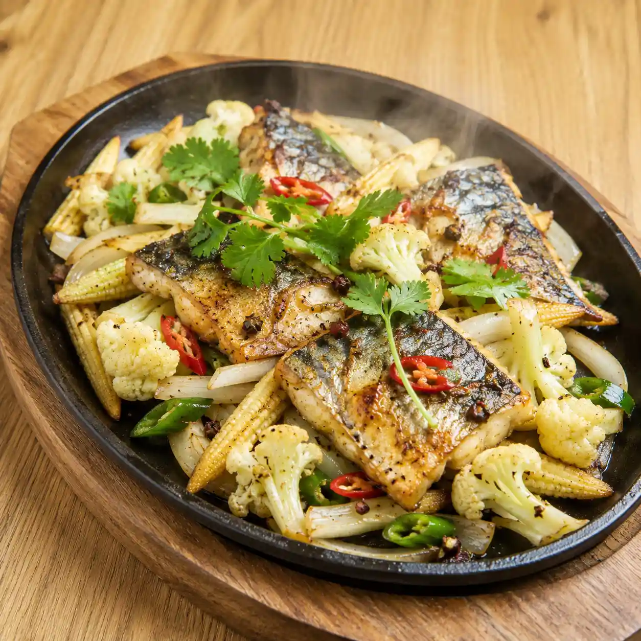 鯖魚玉米筍鐵板