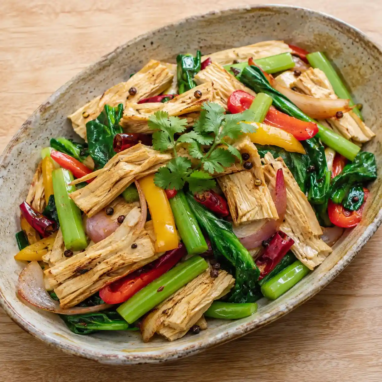 乾煸芥藍豆包