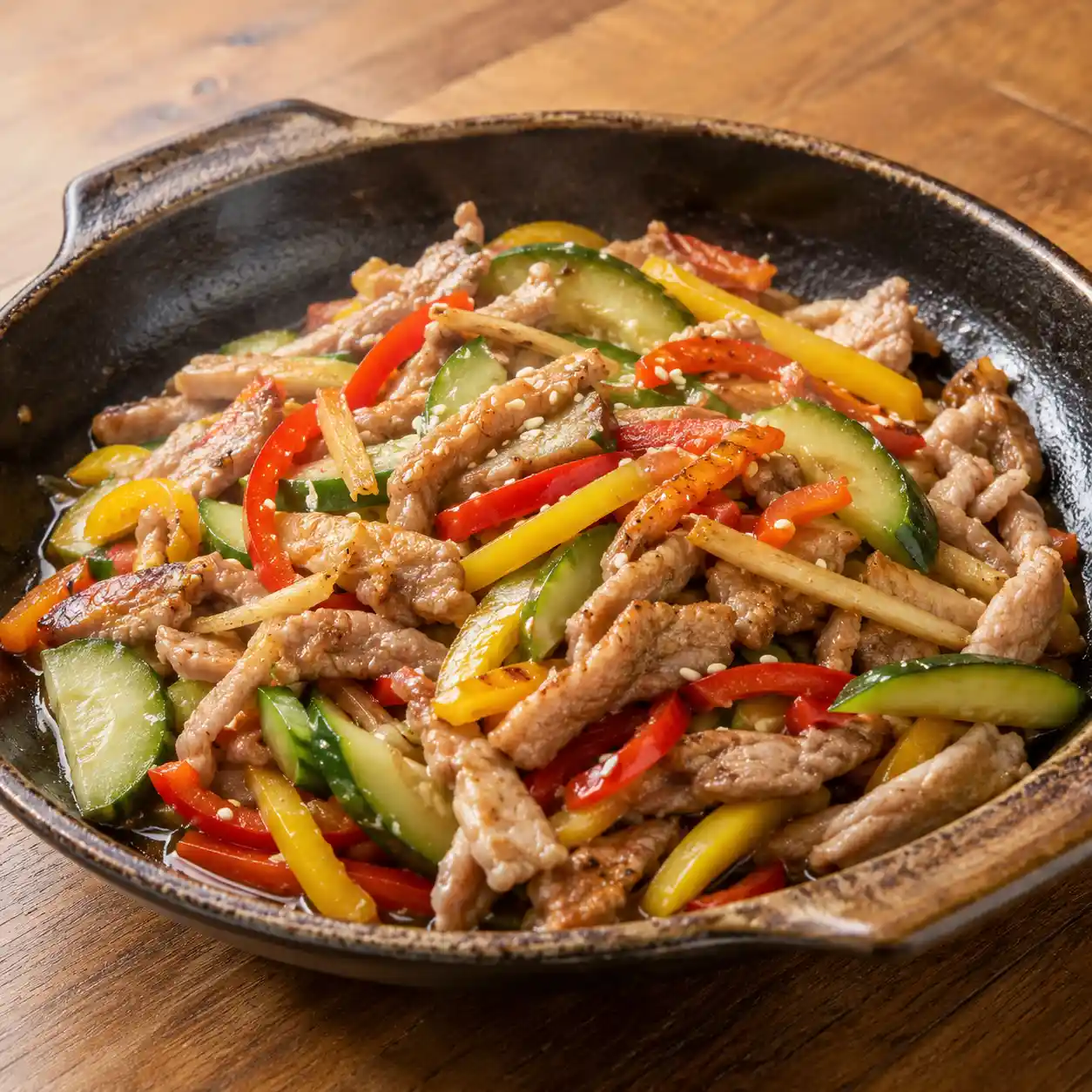 瘦肉絲彩椒鍋塌
