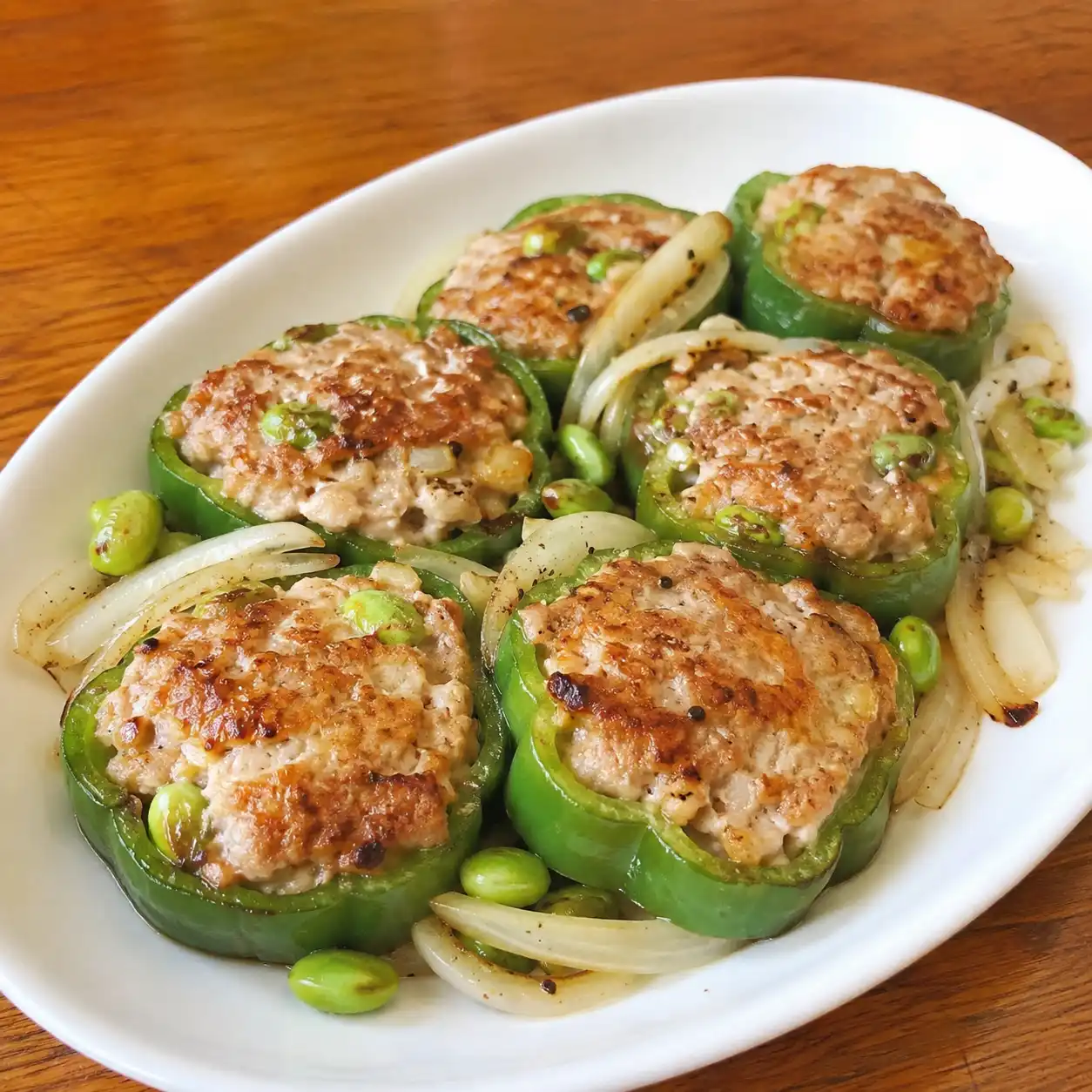 青椒釀豬肉片煎