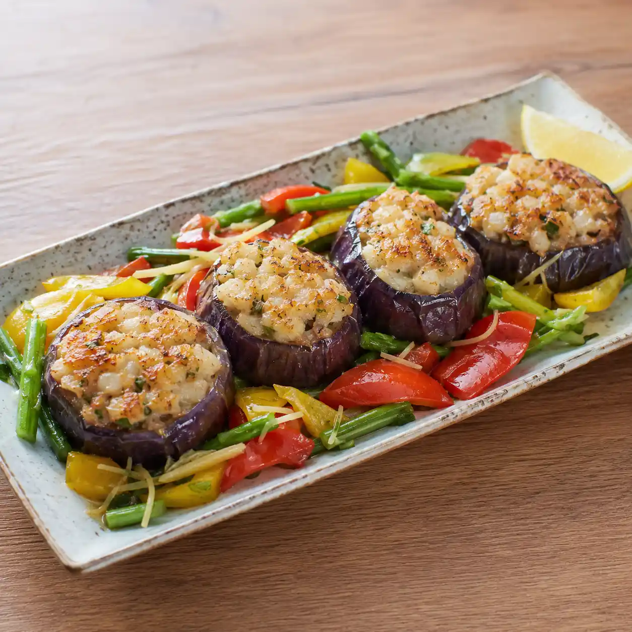茄子釀干貝煎