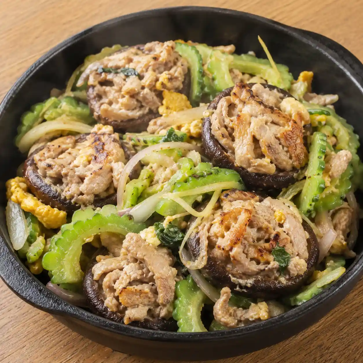 香菇釀瘦肉絲煎
